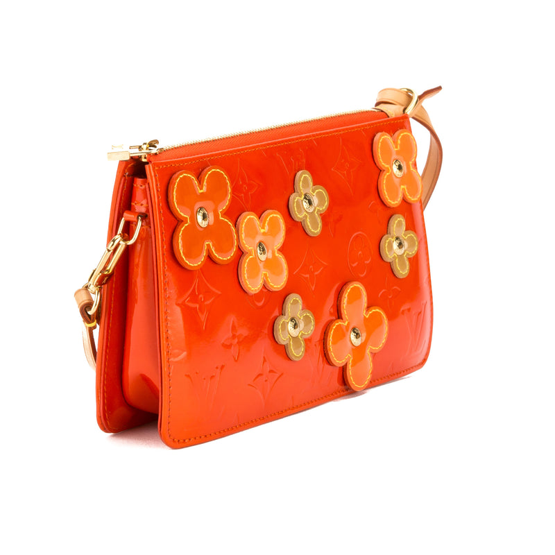 Louis Vuitton Limited Edition Orange Monogram Vernis Lexington Fleurs  Accessory Pouch - Yoogi's Closet