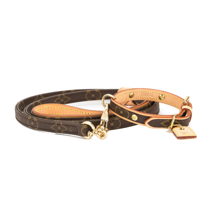 Louis Vuitton Monogram Canvas Baxter PM Dog Collar and MM Leash (Pre O – LuxeDH