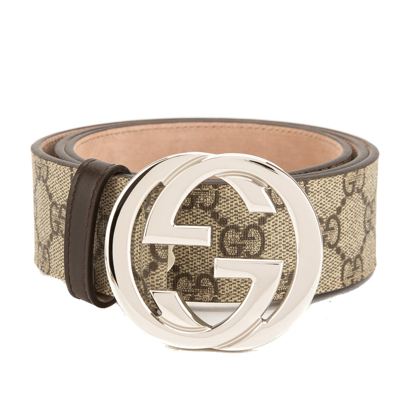 Gucci Brown Leather GG Supreme Interlocking G Belt (New with Tags) – LuxeDH