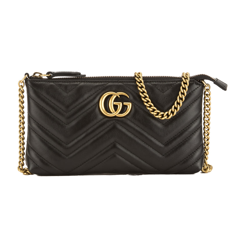 Gucci Black Leather GG Marmont Mini Chain Bag (New with Tags) – LuxeDH