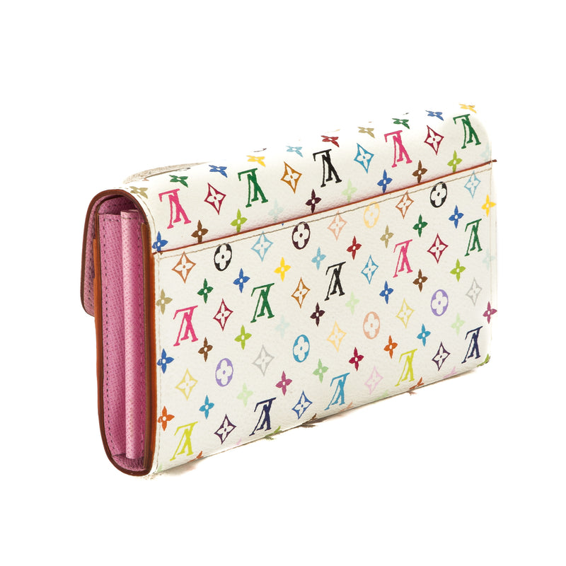 Louis Vuitton White Monogram Canvas Multicolore Sarah Wallet (Pre Owne – LuxeDH