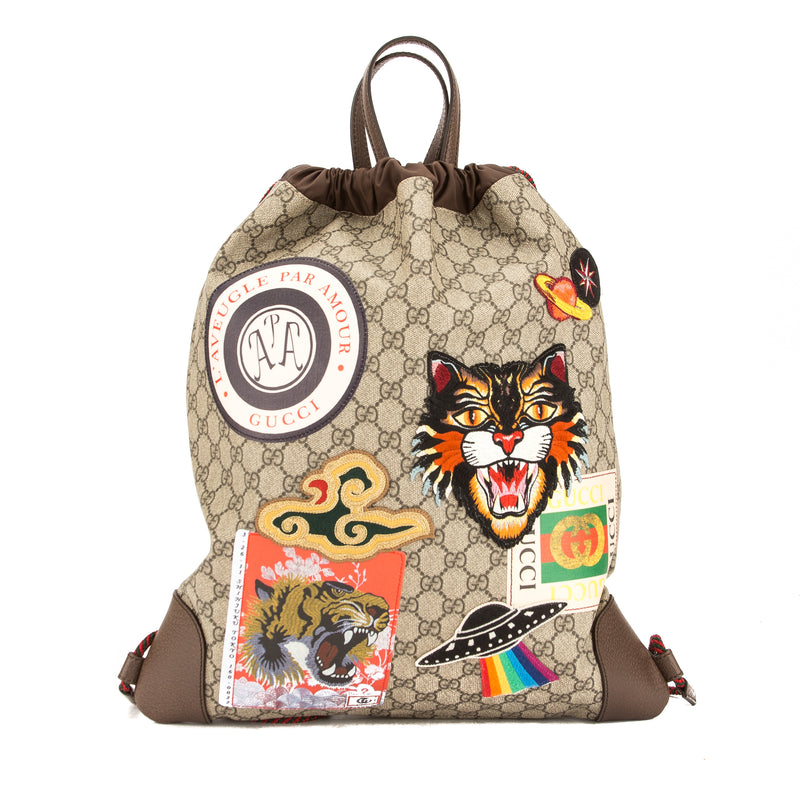 Gucci Soft GG Supreme Courrier Drawstring Backpack (New with Tags) – LuxeDH