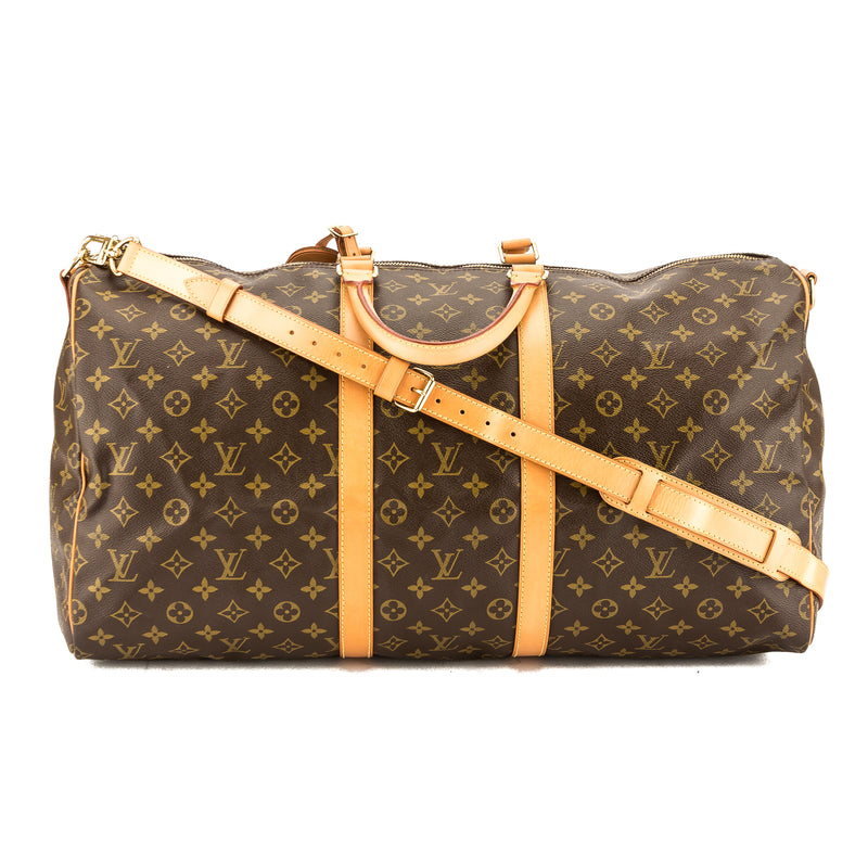 LOUIS VUITTON Keepall 55 Bag In Brown Monogram Canvas For Sale at 1stDibs