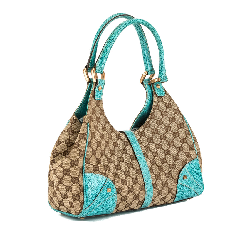 Gucci Turquoise Leather GG Monogram Canvas Jackie Bag (Pre Owned) – LuxeDH
