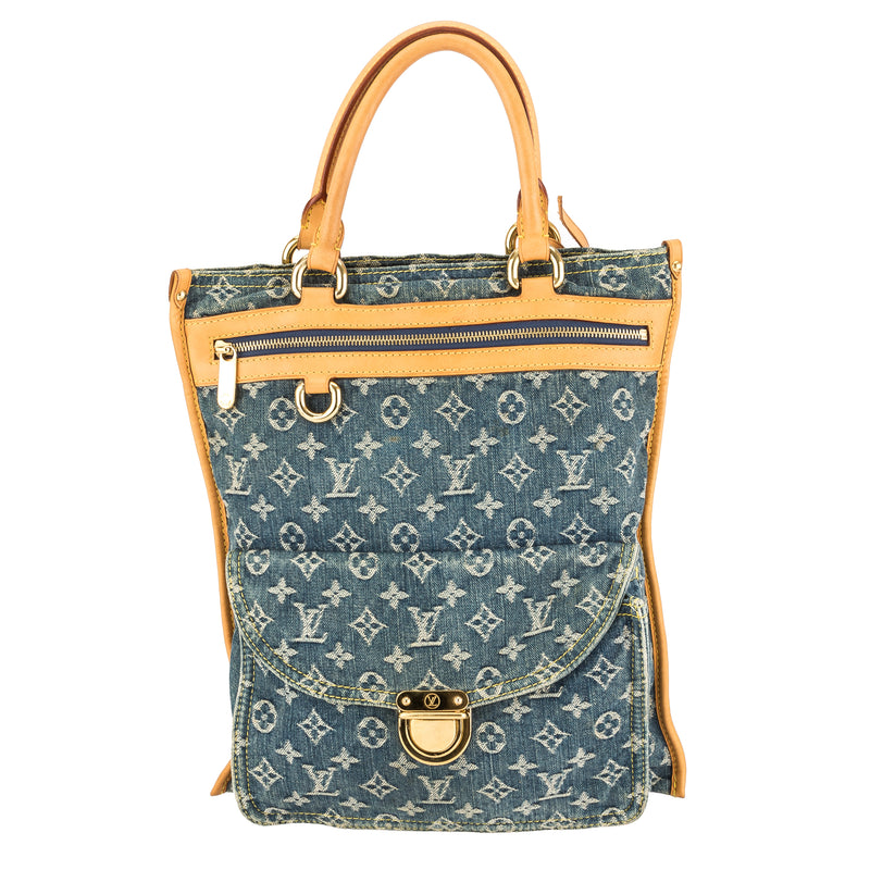 Louis Vuitton Monogram Blue Denim Canvas Flat Shopper Bag (Pre Owned) – LuxeDH