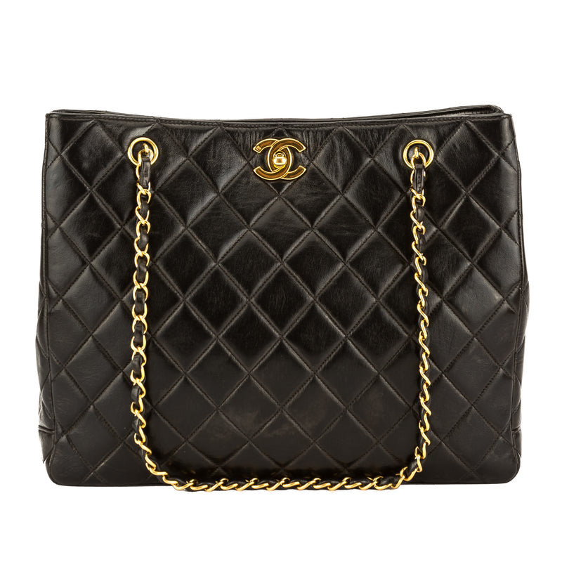 Chanel Black Quilted Lambskin Leather Large Classic Tote Bag (Pre Owne – LuxeDH