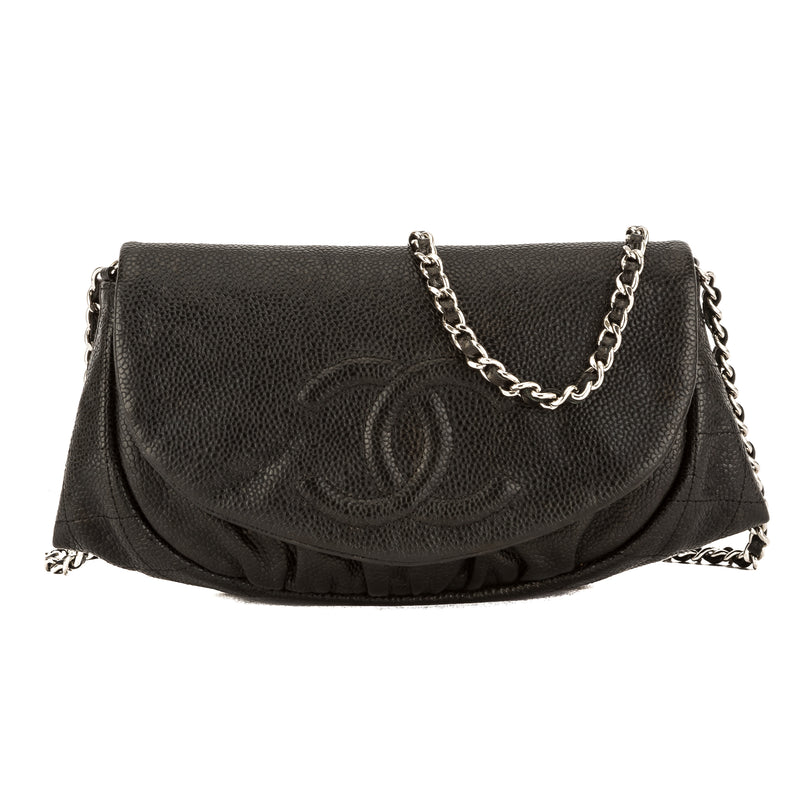 Chanel Black Caviar Leather Half Moon Wallet On Chain WOC Bag (Pre Own – LuxeDH