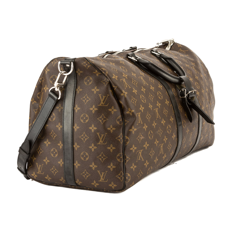 LOUIS VUITTON Keepall Bandouliere 55 Monogram Macassar Travel Bag Brow