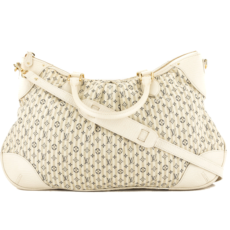 Louis Vuitton White and Blue Monogram Mini Lin Canvas Croisette Marina – LuxeDH