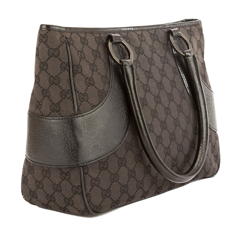 Gucci Black GG Monogram Canvas Tote Bag (Pre Owned) – LuxeDH