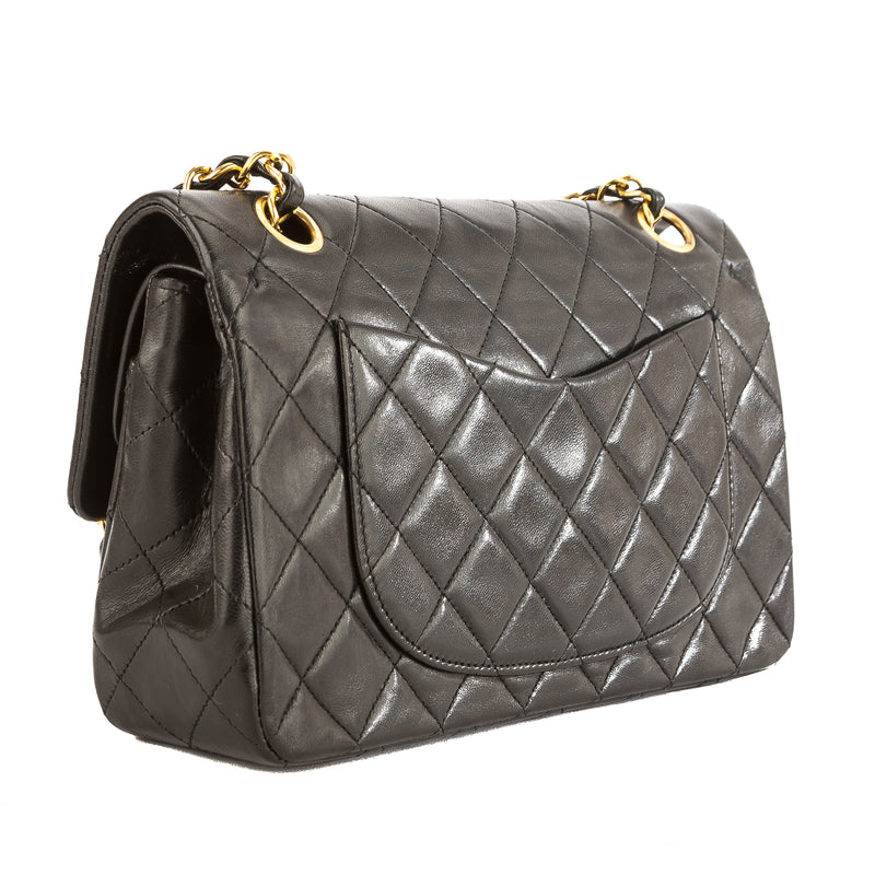 Chanel Black Quilted Lambskin Leather Small Classic Flap Bag (Pre Owne – LuxeDH