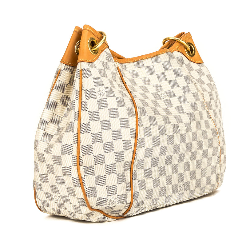 Handbags Louis Vuitton Louis Vuitton Galliera PM White Damier Azur Canvas Shoulder Hand Bag Pre Owned