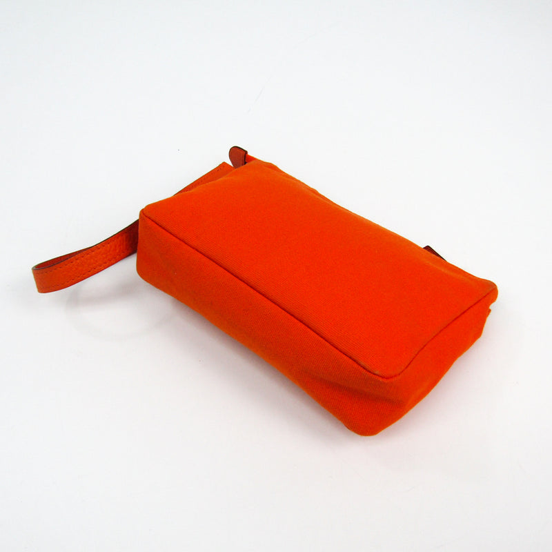 Hermes Orange Canvas Small Pouch 