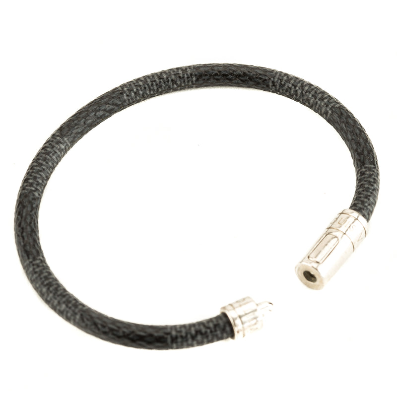 Louis Vuitton Damier Graphite Silver Tone Sign It Wrap Bracelet