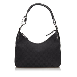 gucci black canvas hobo bag