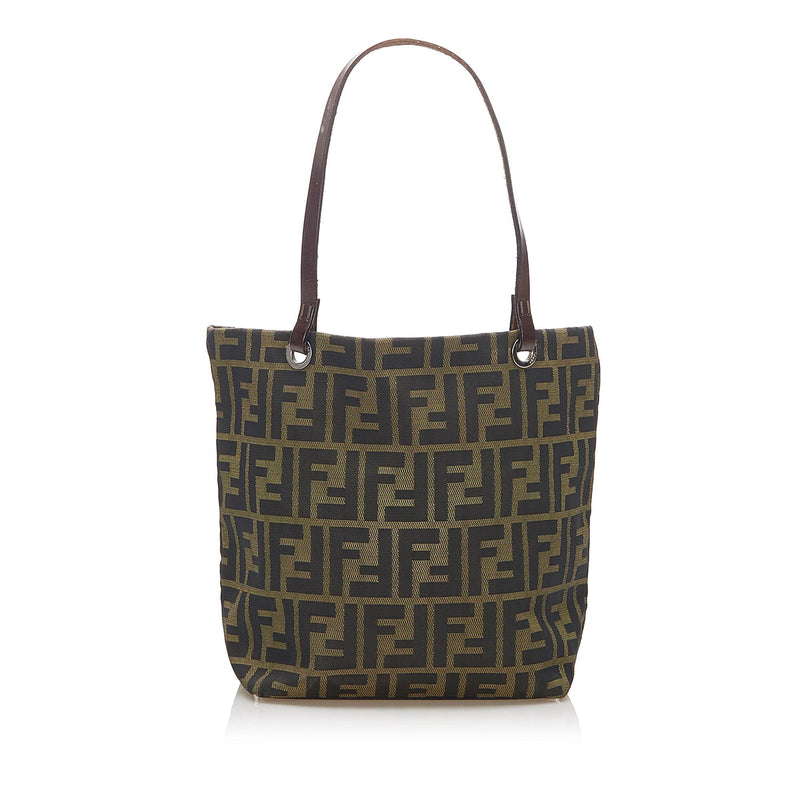 fendi zucca canvas shoulder bag