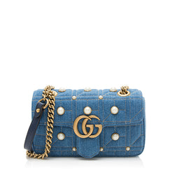 gucci denim bag with pearls