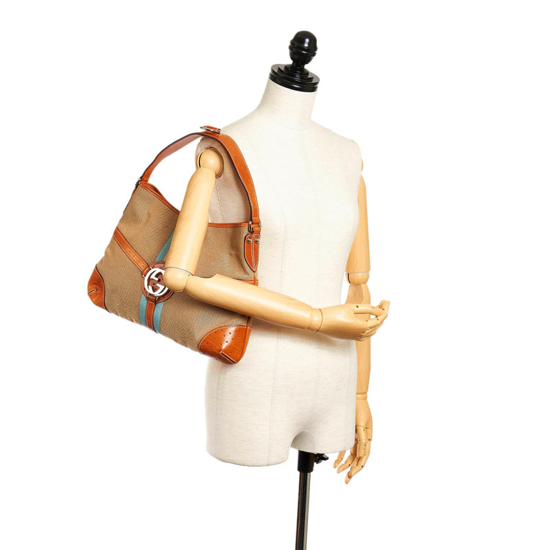 Gucci Web Canvas Reins Shoulder Bag (SHG-32403)