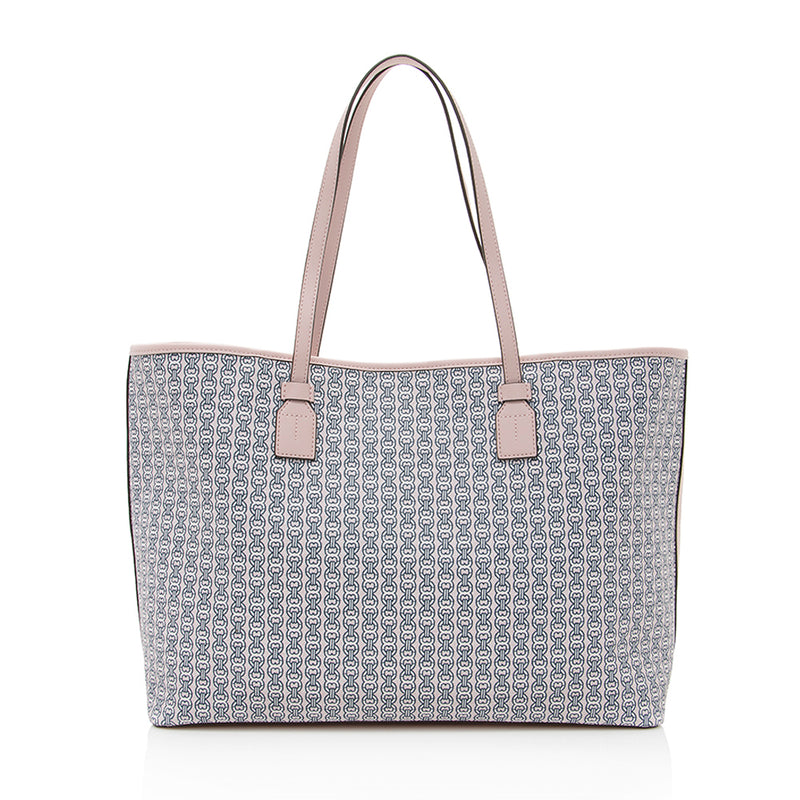 Tory Burch Canvas Gemini Link Chain Print Tote (SHF-18574) – LuxeDH