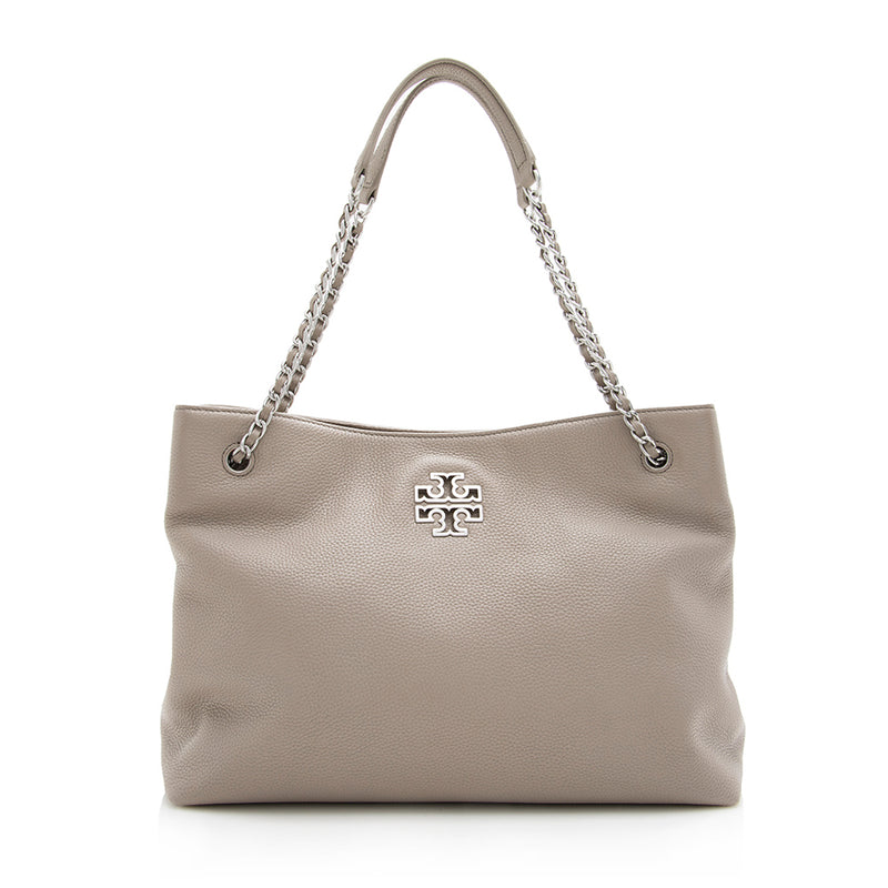 Tory Burch Leather Britten Triple Compartment Tote (SHF-17787) – LuxeDH