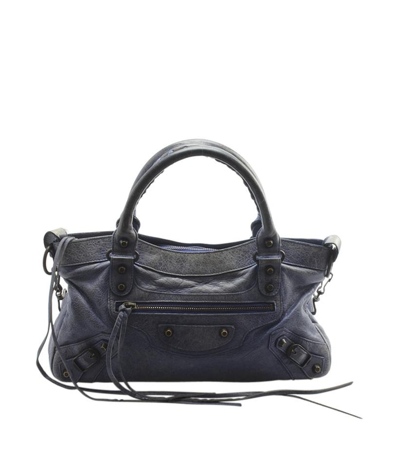 Balenciaga Classic Agneau Blue Leather Shoulder Bag LuxeDH