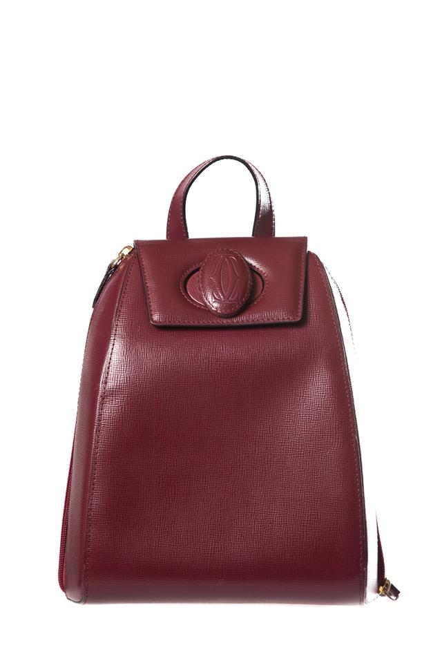 maroon leather backpack