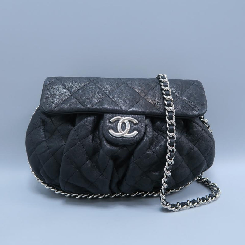 Chanel Chain Around Medium Black Calfskin Leather Cross Body Bag – LuxeDH