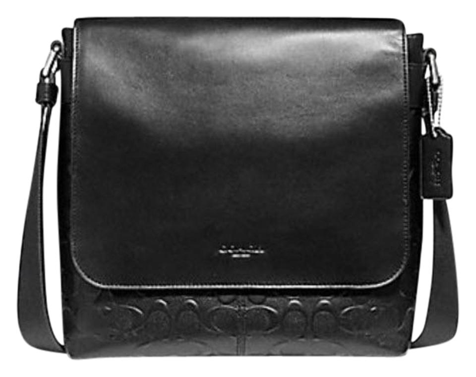 small black leather messenger bag