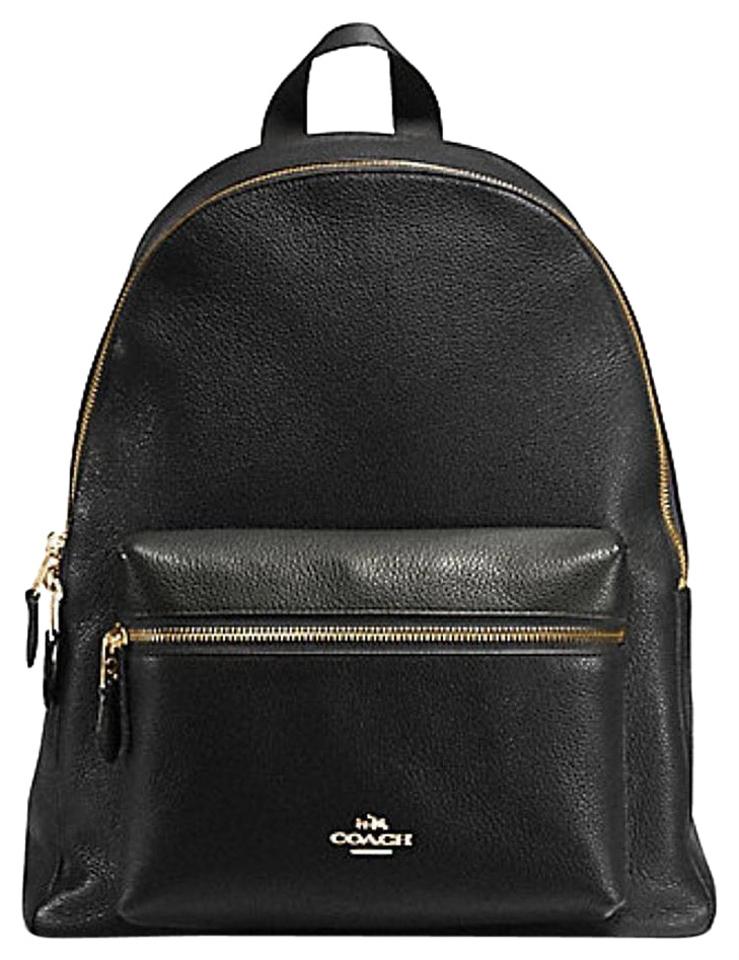 black coach leather backpack