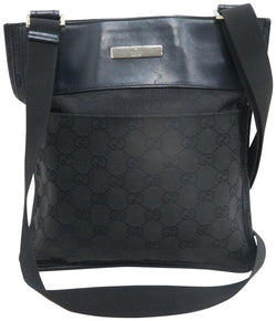 gucci black canvas messenger bag