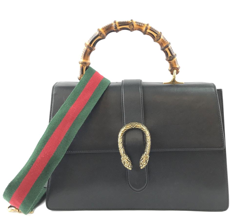 gucci leather strap bamboo handle bag