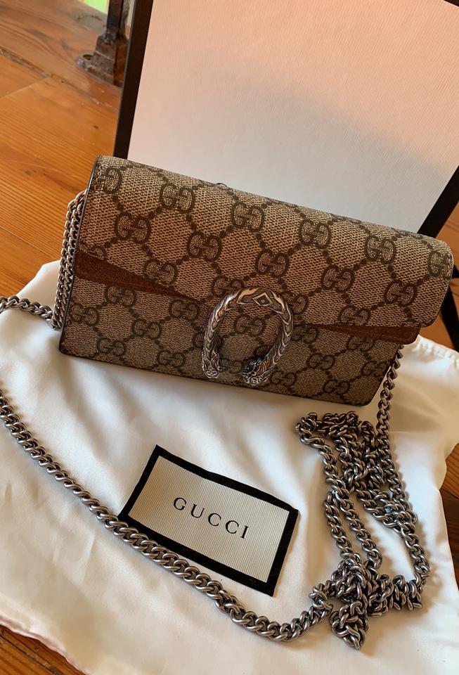 Gucci Dionysus Mini Super Brown Gg Supreme Canvas and Suede Cross Body Bag – LuxeDH