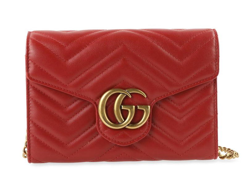 gucci gg marmont chevron quilted leather flap wallet on a chain