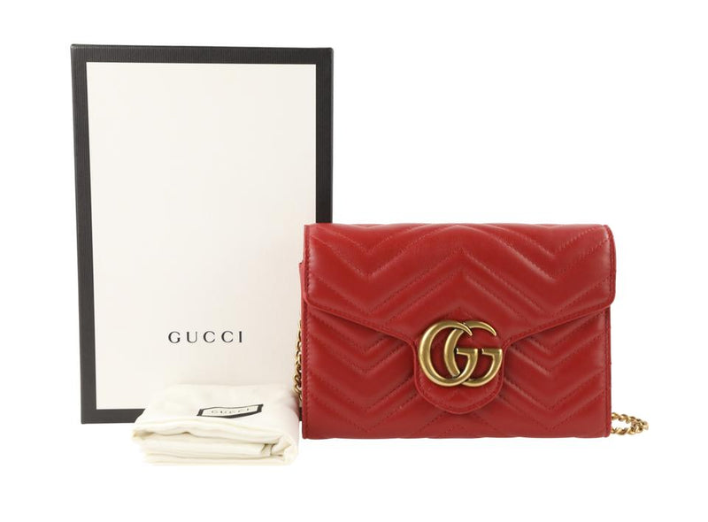 gucci gg marmont chevron quilted leather flap wallet on a chain