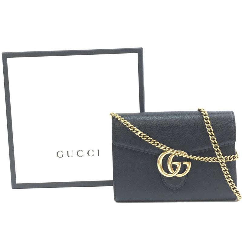 Gucci Marmont Gg Logo Classic Compact Black Leather Cross Body – LuxeDH