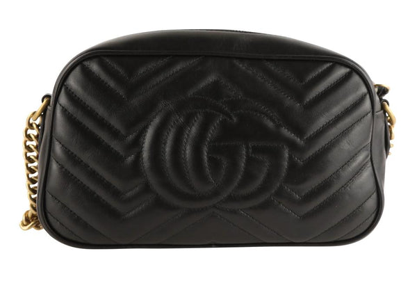 Gucci Marmont Gg Small Matelassé Black Leather Shoulder Bag – LuxeDH