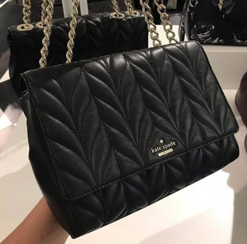 kate spade black quilted shoulder bag