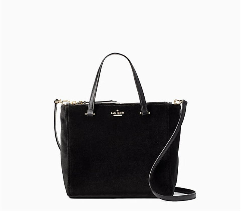 kate spade black velvet bag