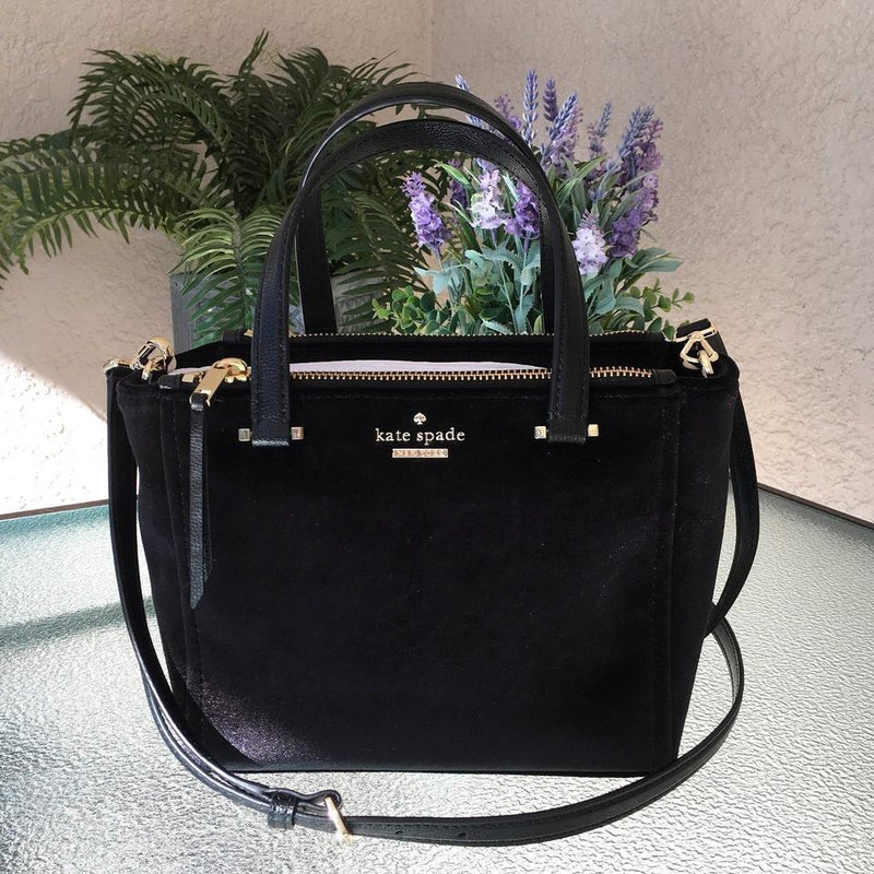 kate spade black velvet bag