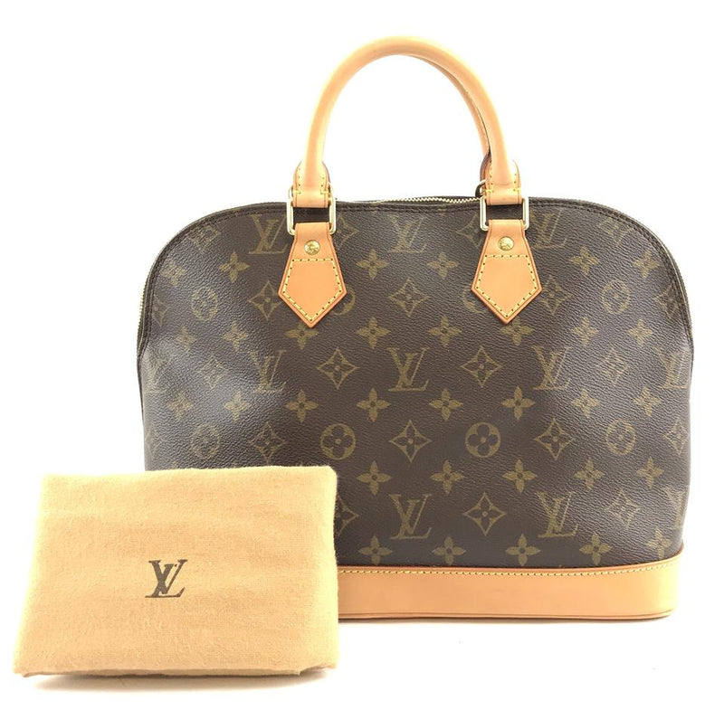 Louis Vuitton Alma Handbag Hand Tote Everyday Brown Monogram Canvas Satchel – LuxeDH