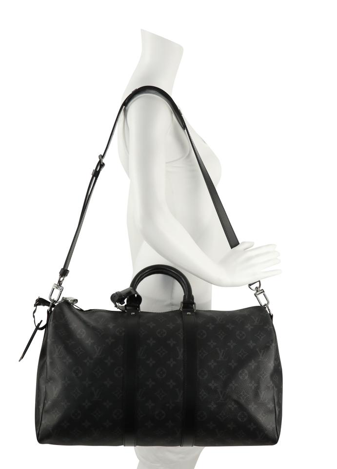 Louis Vuitton Black Monogram Eclipse Keepall Bandouliere 55 Duffle Bag Strap 71lv23s