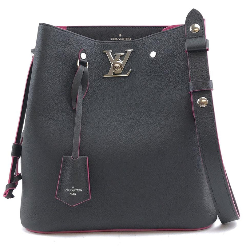 Louis Vuitton Lockme Bucket Rare Lv Turnlock Black with Pink Trim Leather Shoulder Bag – LuxeDH