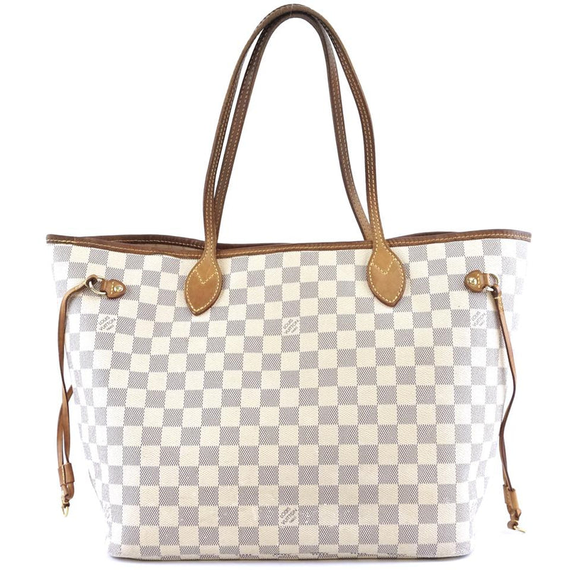 Louis Vuitton Neverfull Classic Mm Tote Work White Grey Damier Azur Canvas Shoulder Bag – LuxeDH