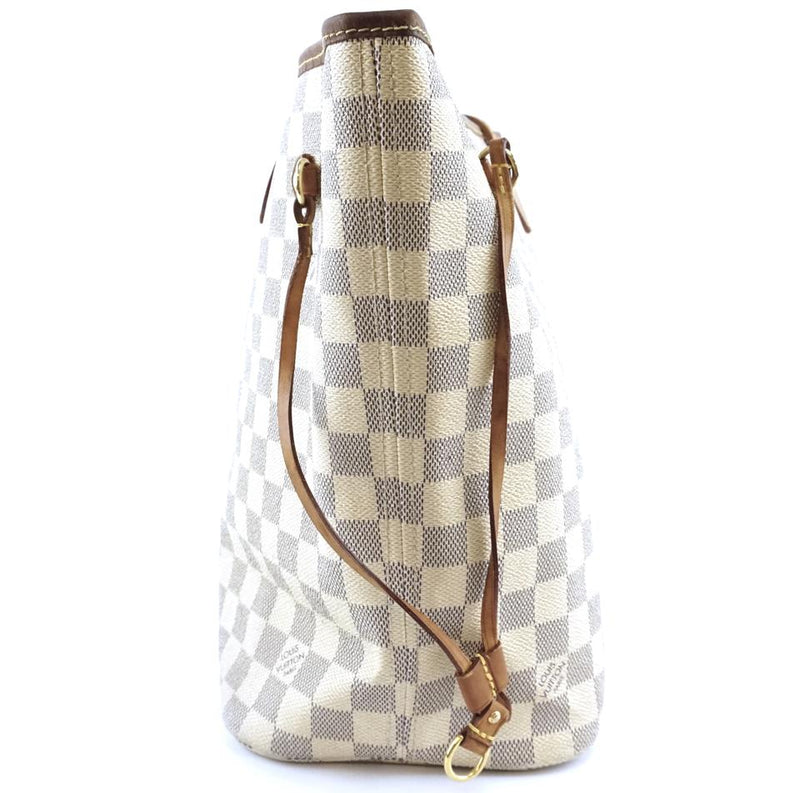 Louis Vuitton Neverfull Classic Mm Tote Work White Grey Damier Azur Canvas Shoulder Bag – LuxeDH