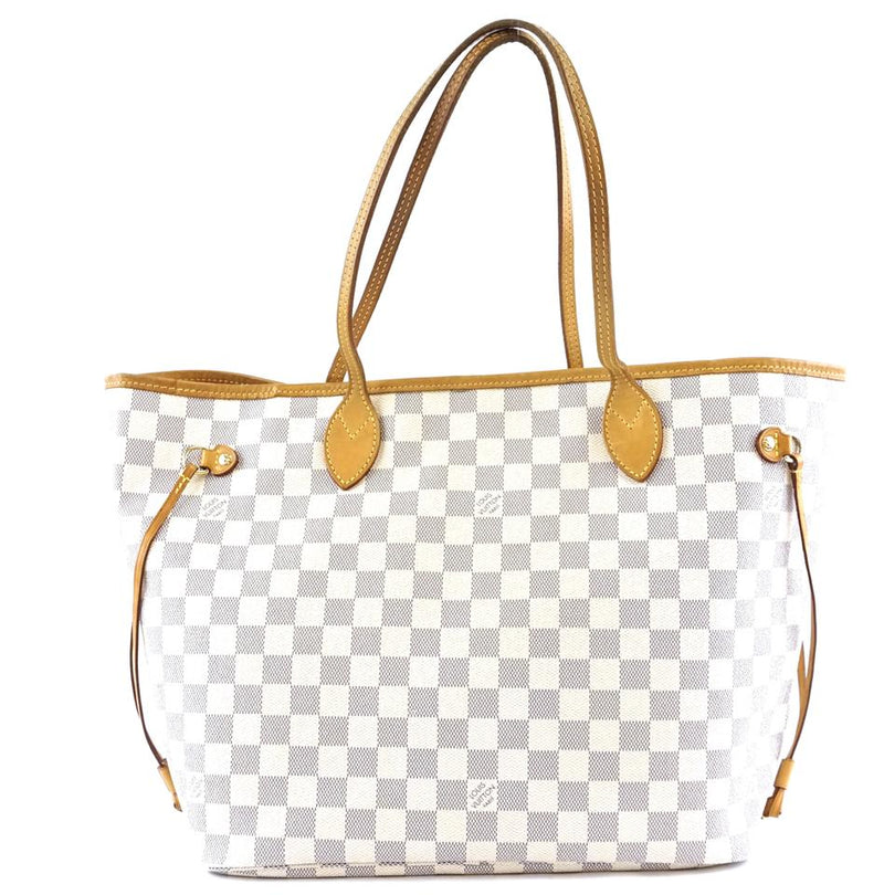 Louis Vuitton Neverfull New Model Classic Mm Tote Work White Grey Damier Azur Canvas Shoulder ...