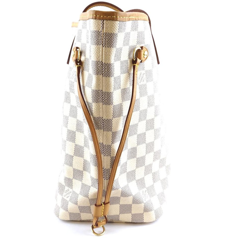 Louis Vuitton Neverfull New Model Classic Mm Tote Work White Grey Damier Azur Canvas Shoulder ...
