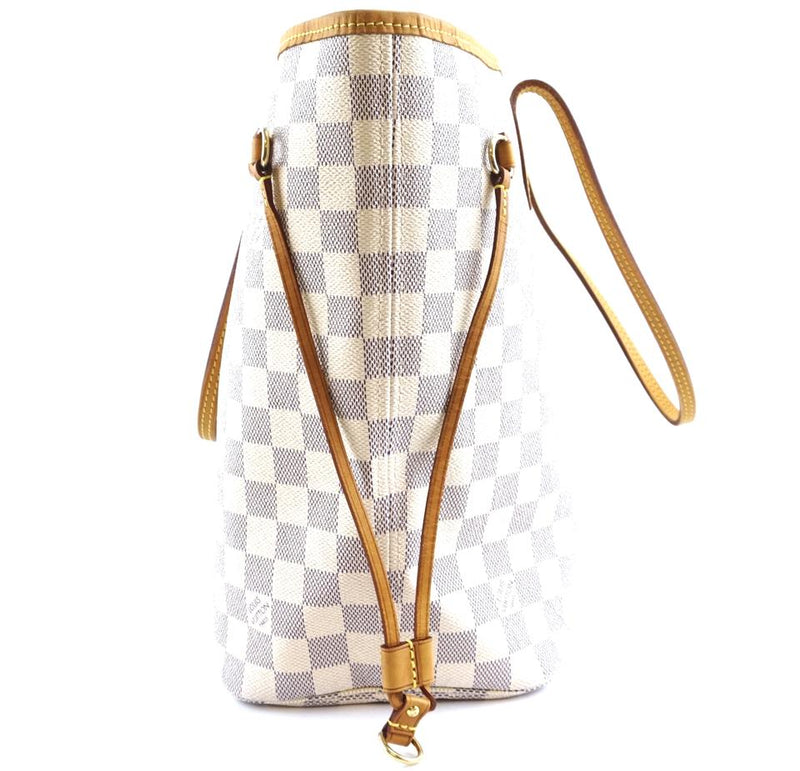 Louis Vuitton Neverfull New Model Classic Mm Tote Work White Grey Damier Azur Canvas Shoulder ...