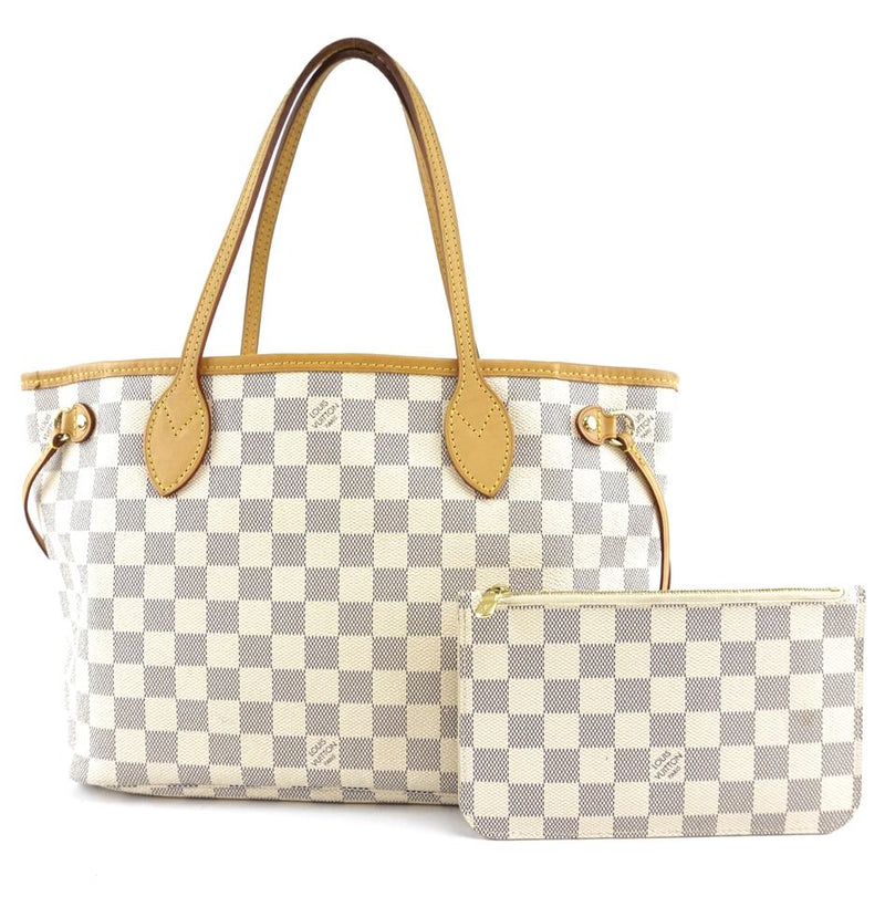 Louis Vuitton Neverfull Tote Pochette Clutch Neo with Pm White Grey Damier Azur Canvas Shoulder ...