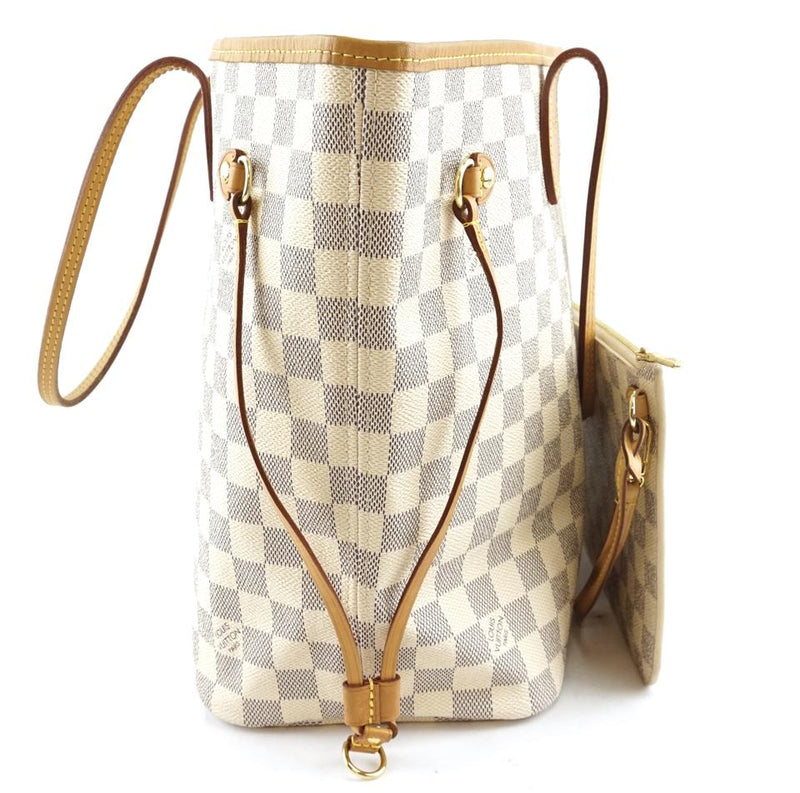 Louis Vuitton Neverfull Tote Pochette Clutch Neo with Mm White Grey Damier Azur Canvas Shoulder ...