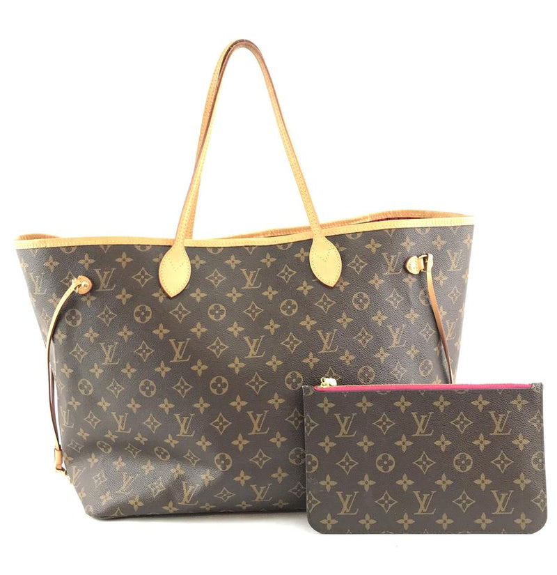 Louis Vuitton Neverfull Tote Pochette Clutch Neo with Gm Brown Monogram Canvas Shoulder Bag – LuxeDH